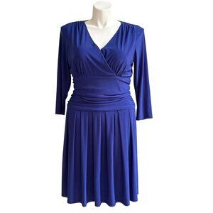Eliza J NWT Faux Wrap Dress, Roy Royal Blue 3/4- Sleeves Women's Size 16